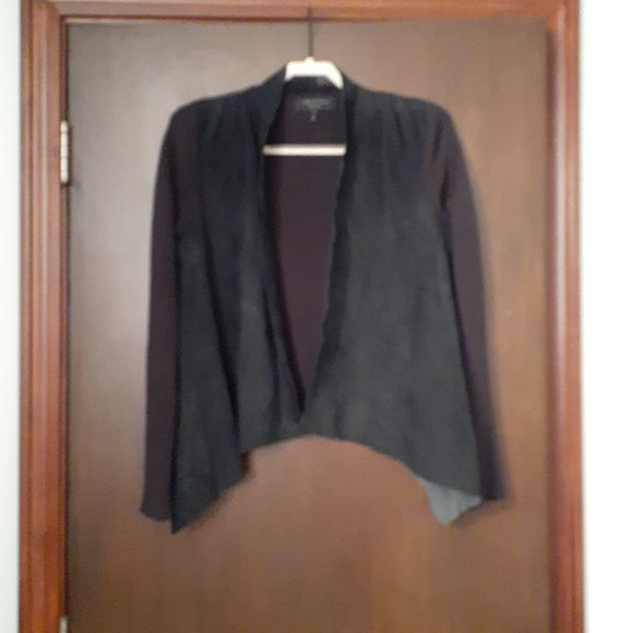 RAG & BONE OPEN COMBINATION CARDIGAN WITH LAMBS SUEDE FRONT PANELS SIZE XS - Picture 4 of 9